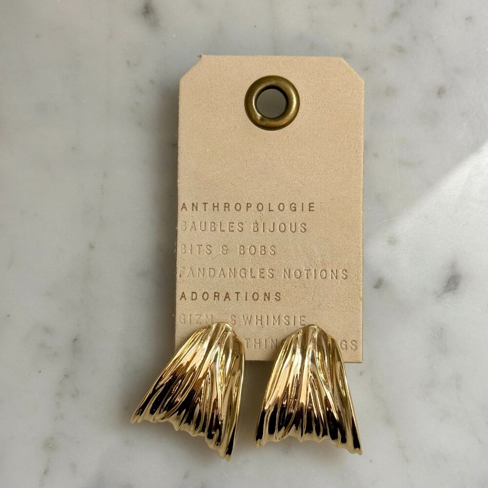 Anthropologie Curled Shell Earrings in Gold